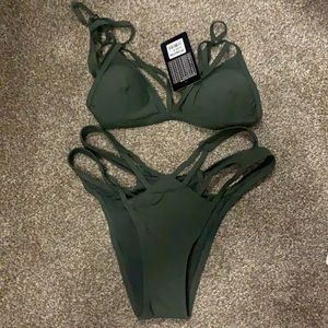 Strappy olive bikini